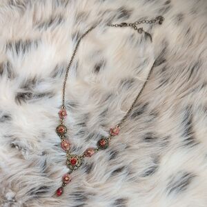 Elegant Gold and Red Y-Necklace